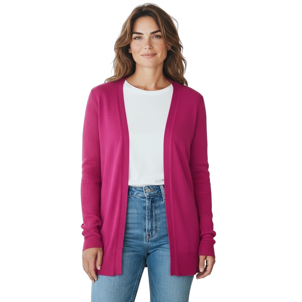 EILEEN FISHER Woman Pink Open Front 100% Organic Cotton Cardigan 1X